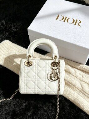 Mini Lady Dior Bag White Cannage Lambskin